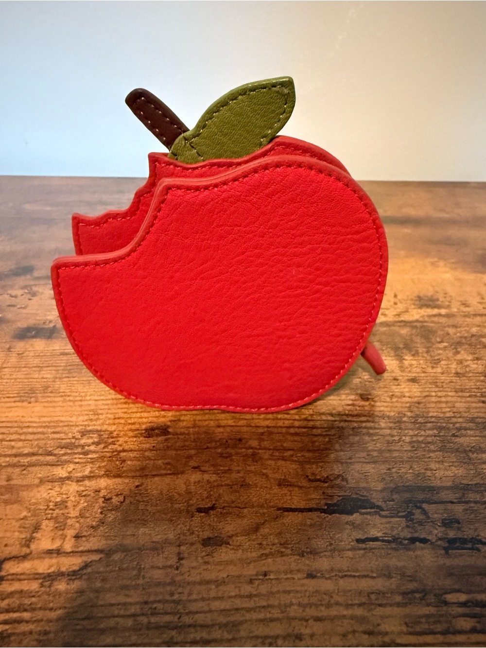 LC Lauren Conrad Red Apple Coin Purse with Leaf Accent